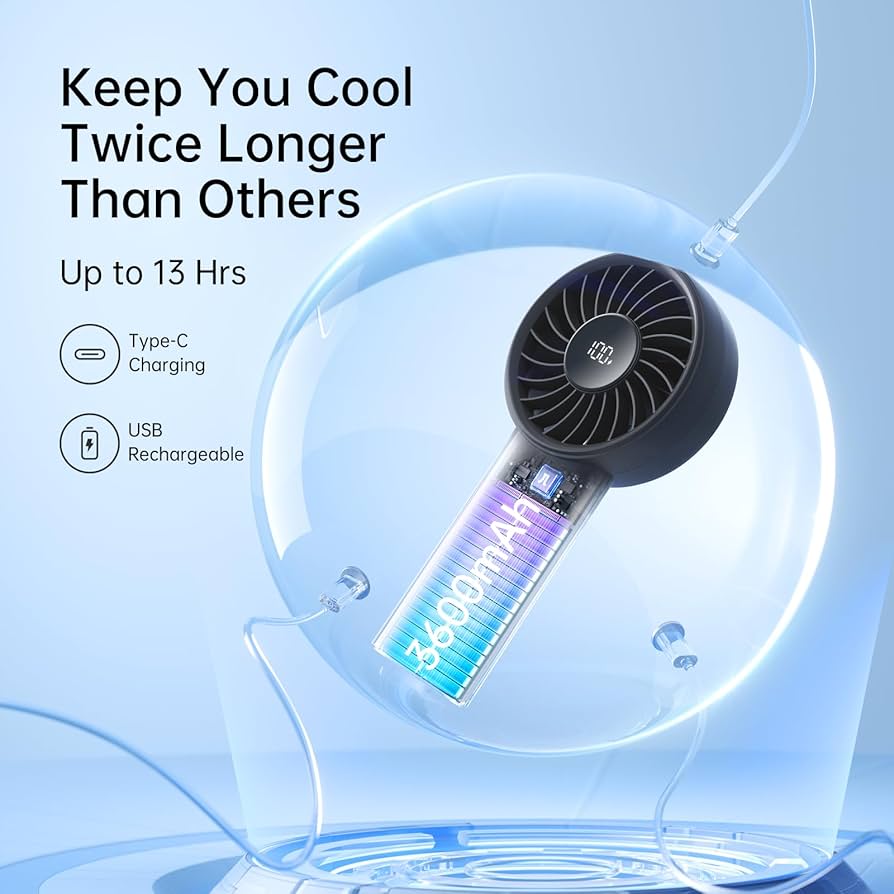 JIsuLife ハンドファンブラック Amazon.com: JISULIFE Handheld Portable Fan with Powerful